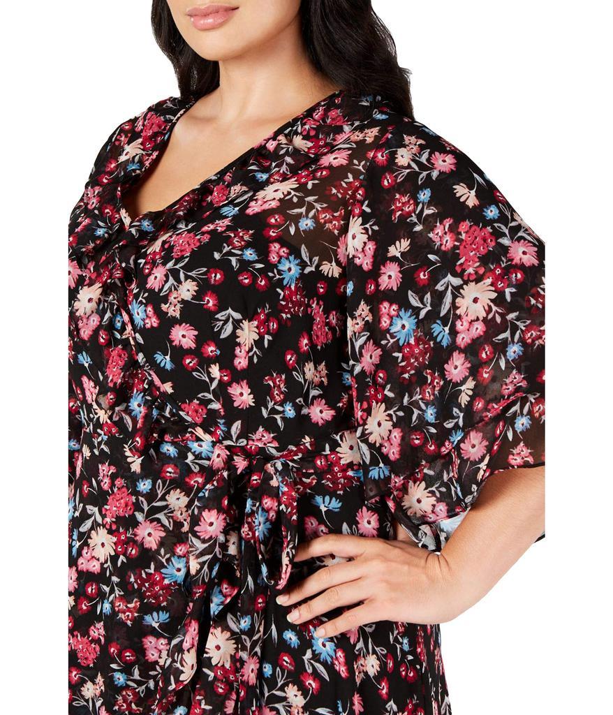 商品Calvin Klein|Women's Plus Size Flutter Sleeved Faux Wrap Maxi Dress,价格¥986,第5张图片详细描述