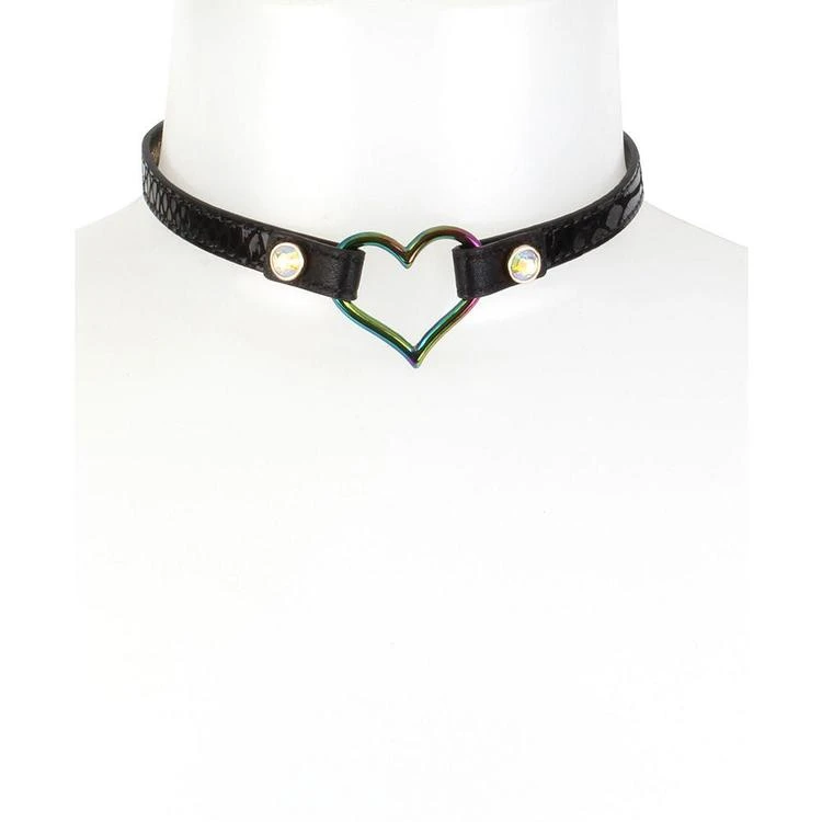 商品Betsey Johnson|Two-Tone Open Heart Black Leather Choker Necklace,价格¥285,第2张图片详细描述