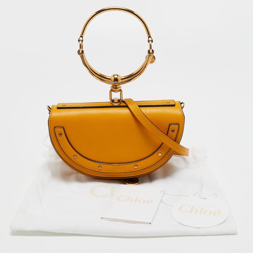 Chloe Mustard Yellow Leather Nile Bracelet Minaudière Crossbody Bag商品第9张图片规格展示