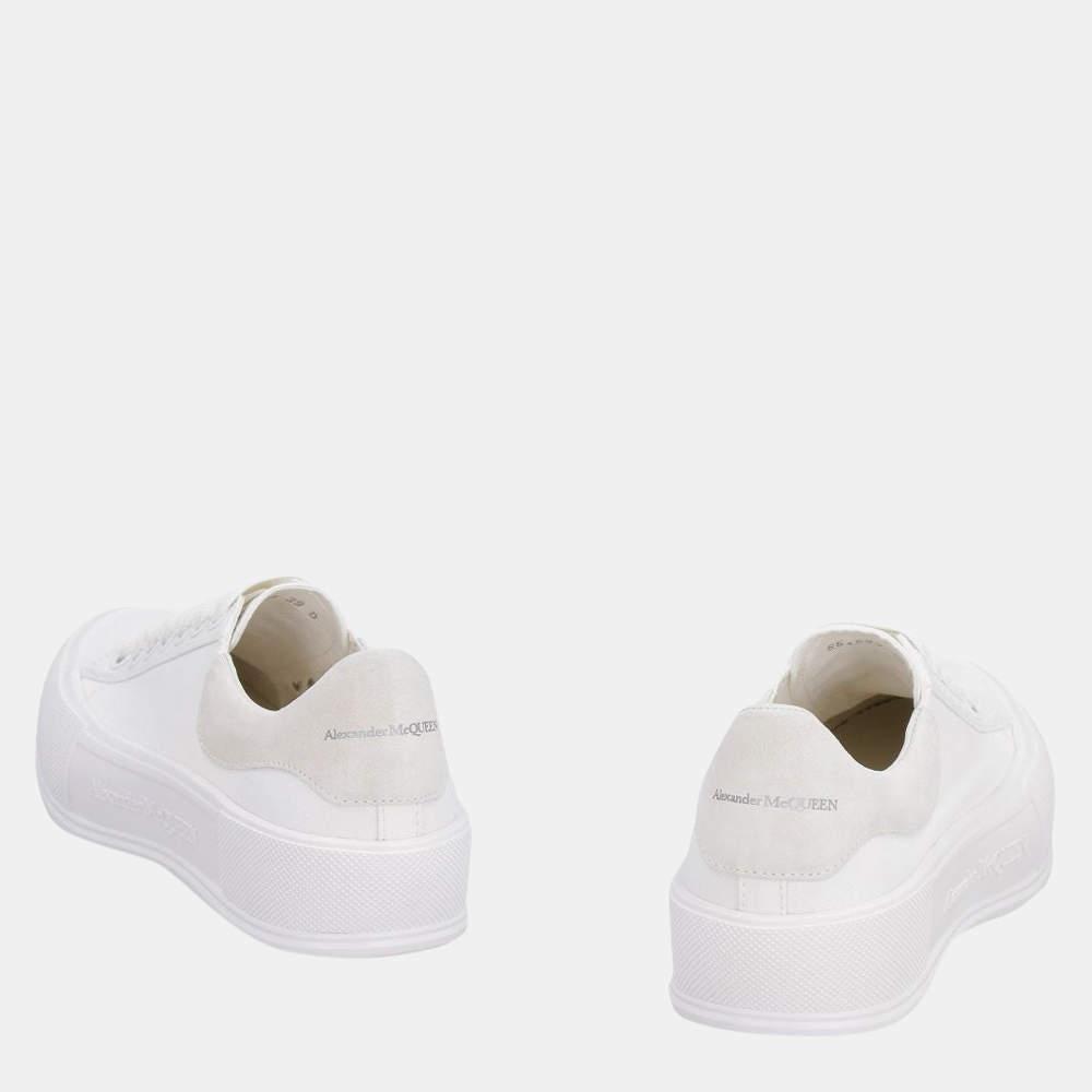 商品Alexander McQueen|Alexander Mcqueen White Canvas Deck Plimsoll Sneakers Size EU 40,价格¥4326,第6张图片详细描述