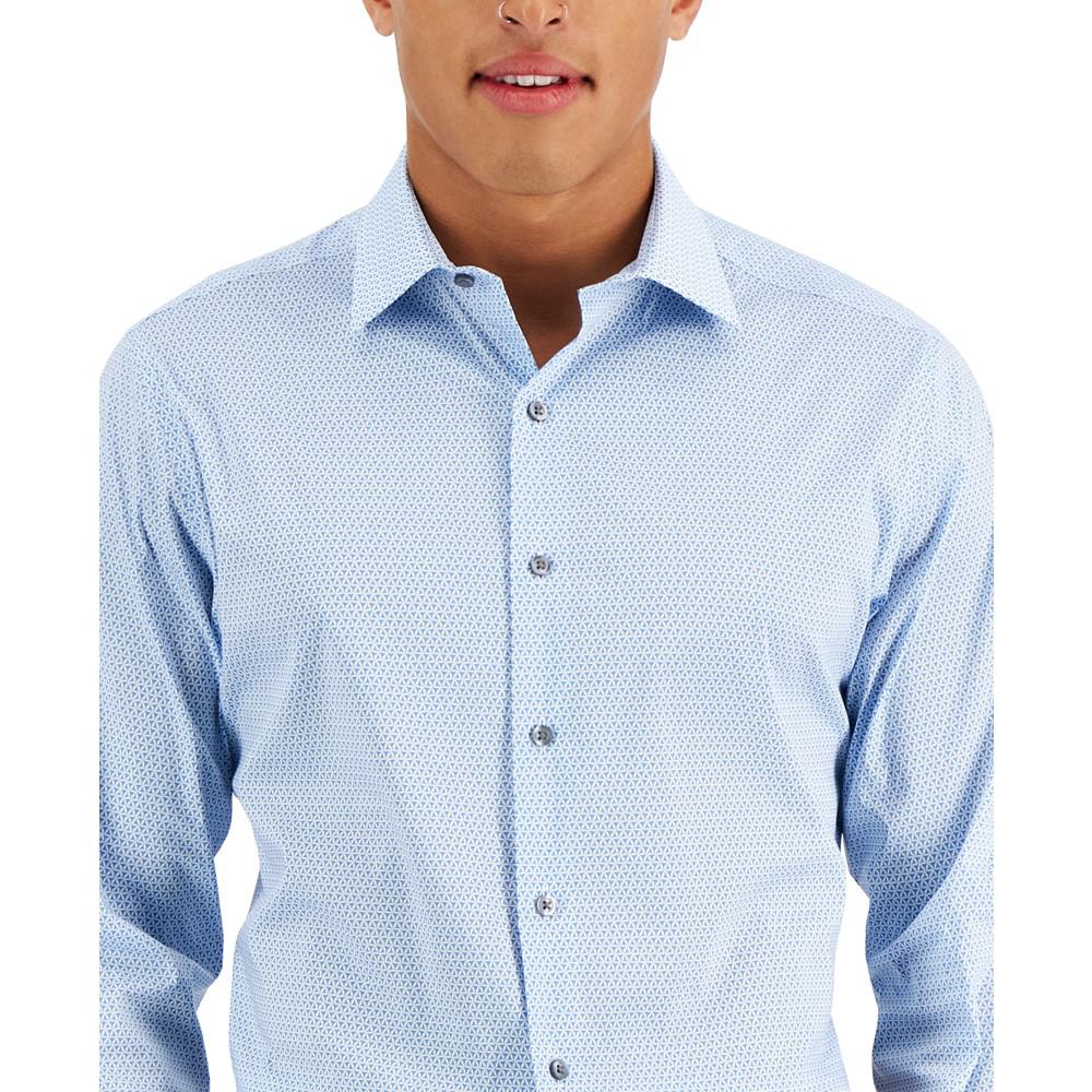 Men's Slim Fit 2-Way Stretch Stain Resistant Geo Print Dress Shirt, Created for Macy's商品第3张图片规格展示