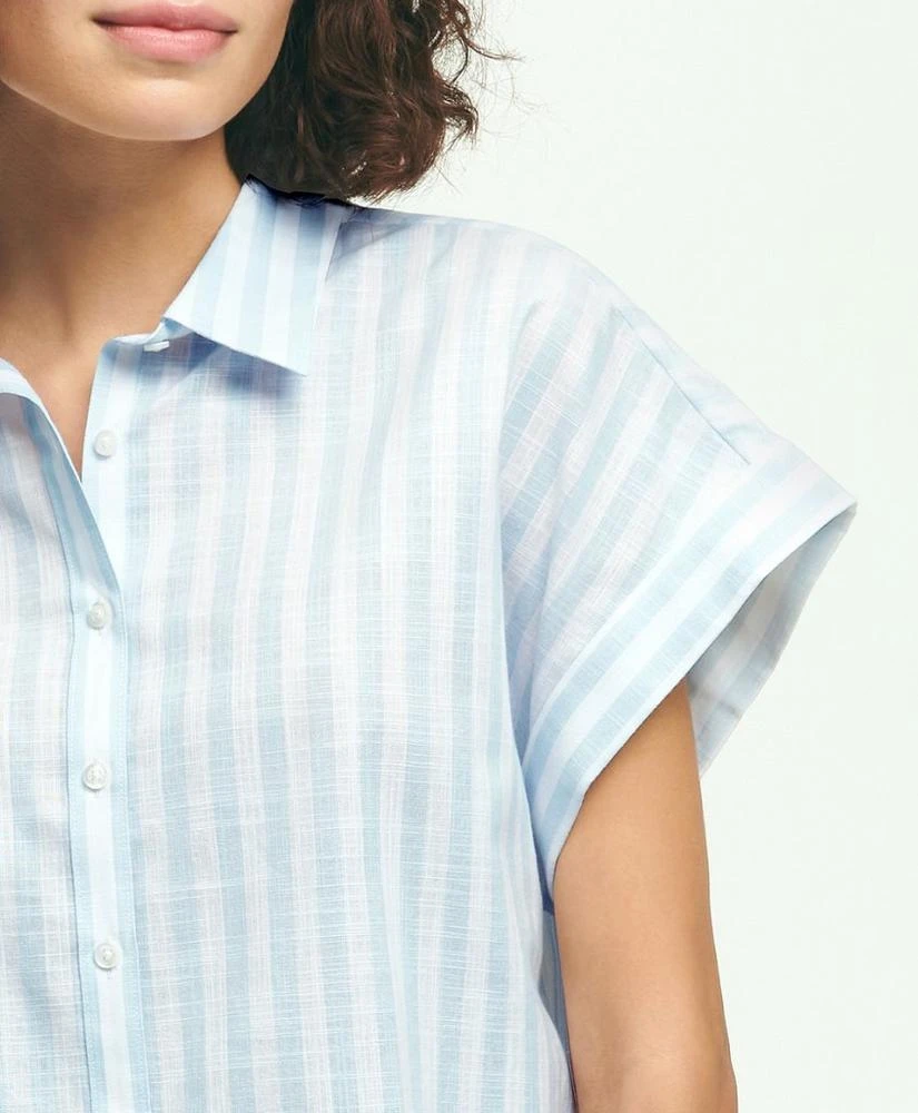 商品Brooks Brothers|Cotton Relaxed Oversize Cap Sleeve Shirt,价格¥391,第2张图片详细描述