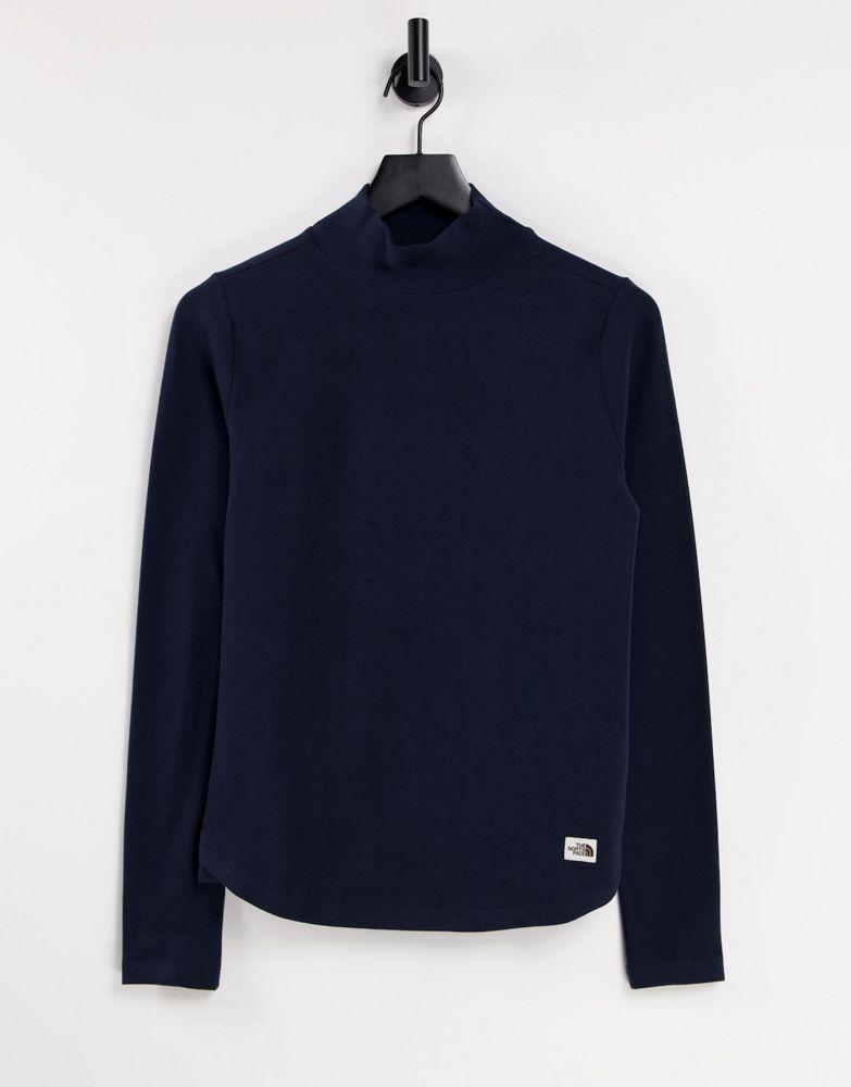 The North Face Heritage Label Polar long sleeve t-shirt in navy商品第1张图片规格展示