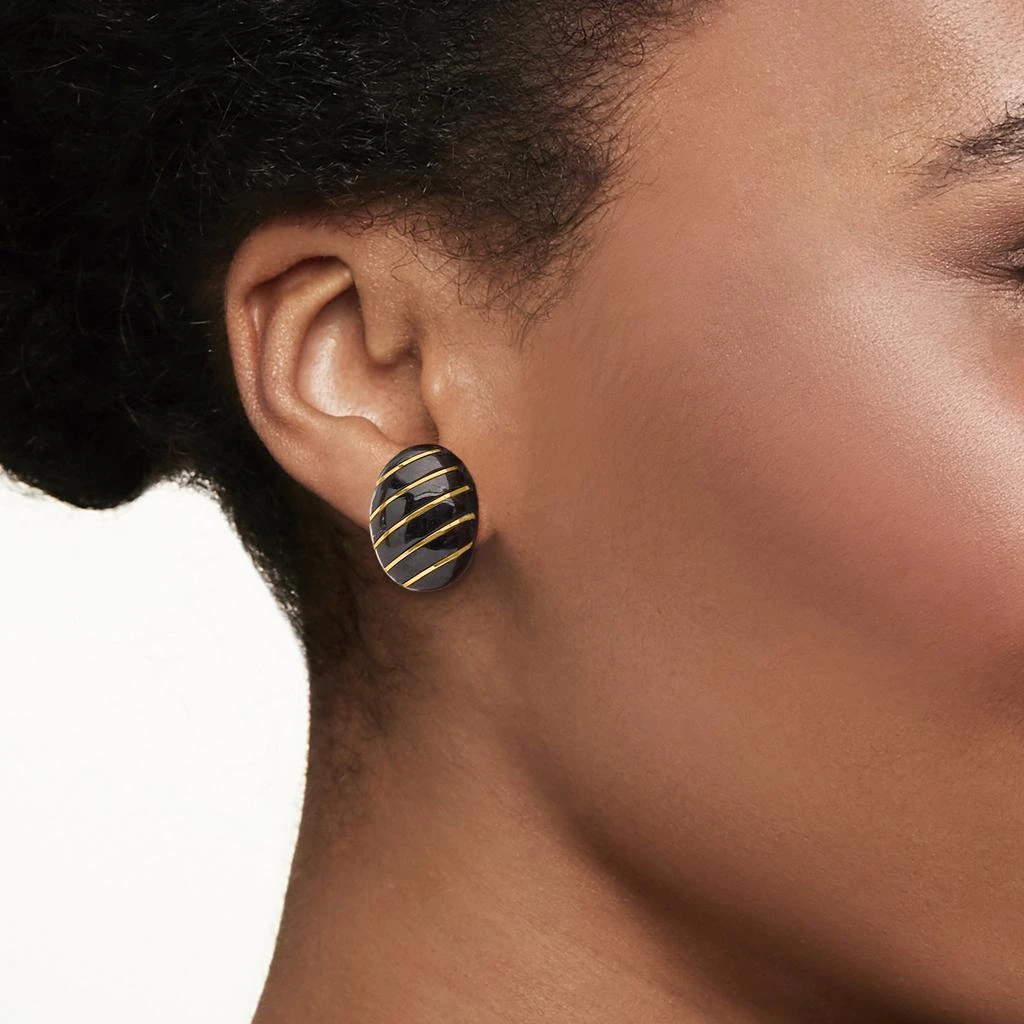 商品Ross-Simons|Ross-Simons Carved Black Jade Striped Earrings With 14kt Yellow Gold,价格¥1501,第2张图片详细描述