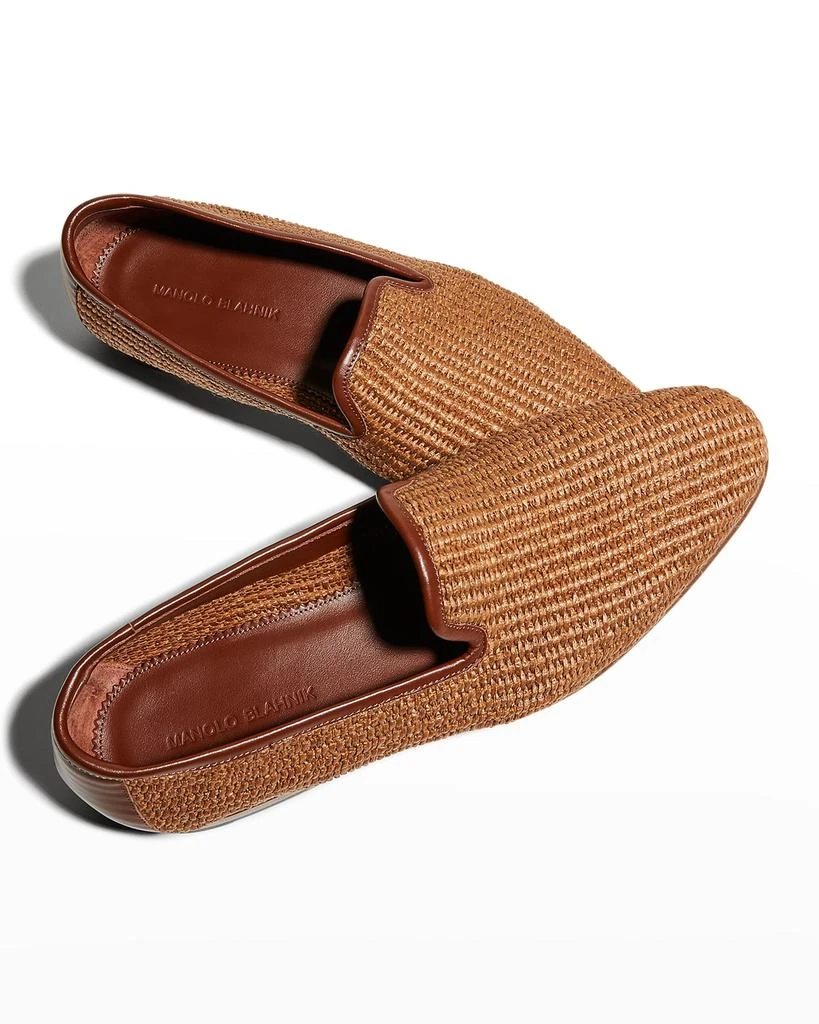 商品Manolo Blahnik|Men's Raffia Woven Leather Loafers,价格¥6133,第4张图片详细描述