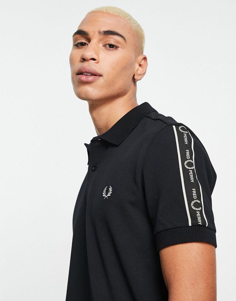 Fred Perry taped sleeve polo shirt in black商品第3张图片规格展示