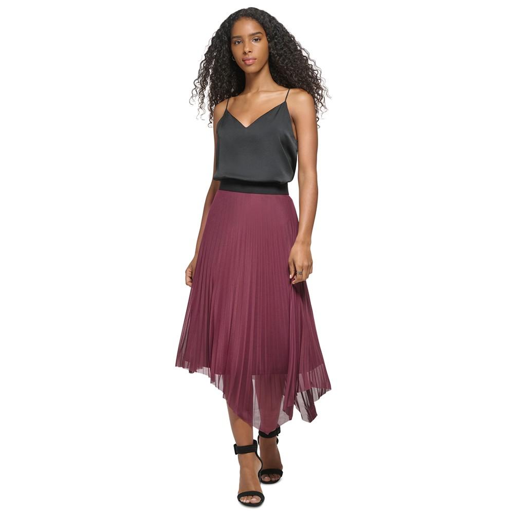 Women's Asymmetrical Hem Pleated Midi Skirt商品第4张图片规格展示