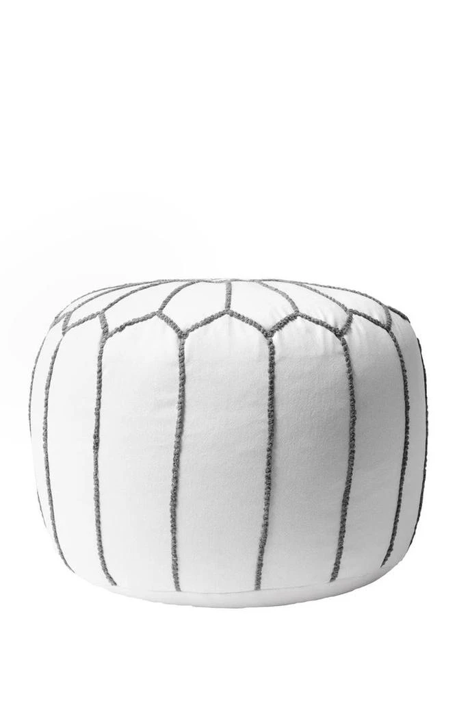 商品nuLOOM|Classic Moroccan Cotton Ottoman Pouf - White,价格¥541,第3张图片详细描述