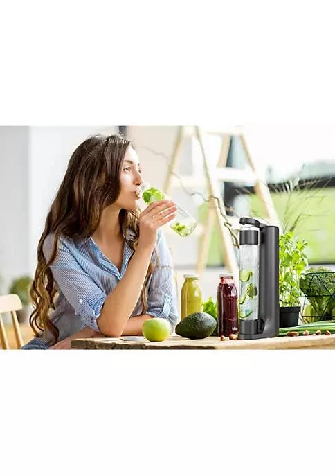 商品Drinkpod|Fizzpod Soda Maker With Co2 Cylinder  Fizzy Drink Machine With 3 Pet Bottles 3 Caps 1 Carbonator Cap And Manual   Make Homemade Sparkle Water Juice Coffee Tea And Cocktail Drinks With Fruit Black,价格¥1112,第4张图片详细描述