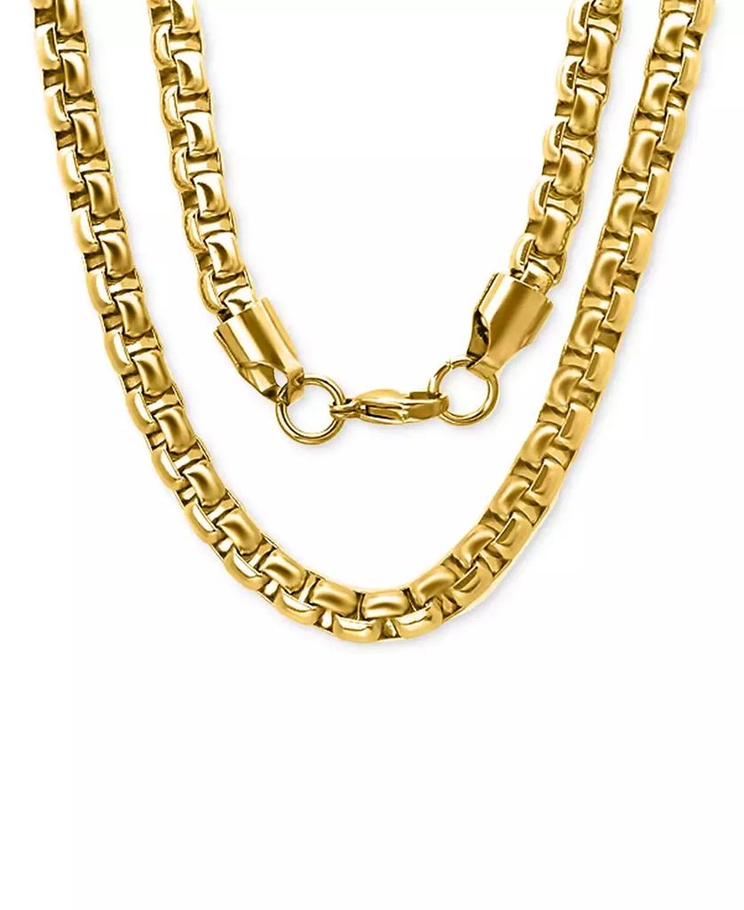 商品STEELTIME|Men's 18k Gold-Plated Stainless Steel Thick Round Box Link 24" Chain Necklace,价格¥359,第1张图片