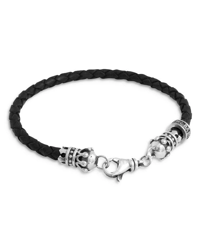 商品King Baby|Small Leather Braided Sterling Silver Crown Bracelet,价格¥1589,第2张图片详细描述