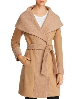 商品Calvin Klein|Coat - Belted Wool Wrap 羊毛显瘦大衣,价格¥1695,第1张图片