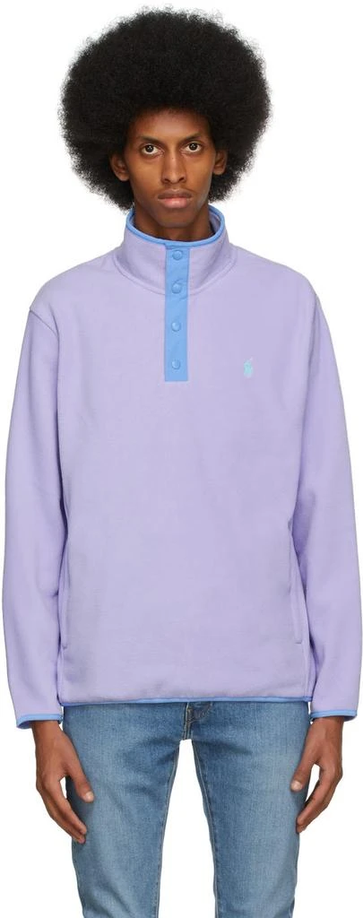 商品Ralph Lauren|Purple Fleece Mockneck Pullover,价格¥515,第1张图片