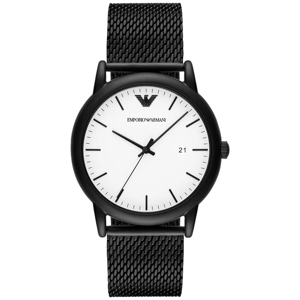 商品Emporio Armani|男士腕表不锈钢网状表链石英时尚百搭休闲  Men's Luigi Black Stainless Steel Mesh Bracelet Watch 43mm,价格¥1103,第1张图片