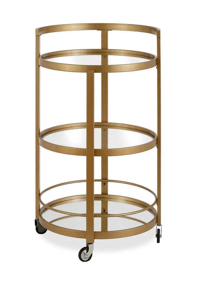 商品ADDISON AND LANE|Hause Round Brass Finish Bar Cart with Mirrored Shelf,价格¥1443,第4张图片详细描述