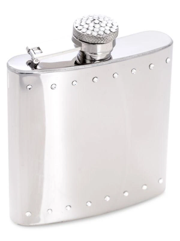 商品Bey-Berk|Crystal-Embellished Stainless Steel Flask,价格¥262,第1张图片