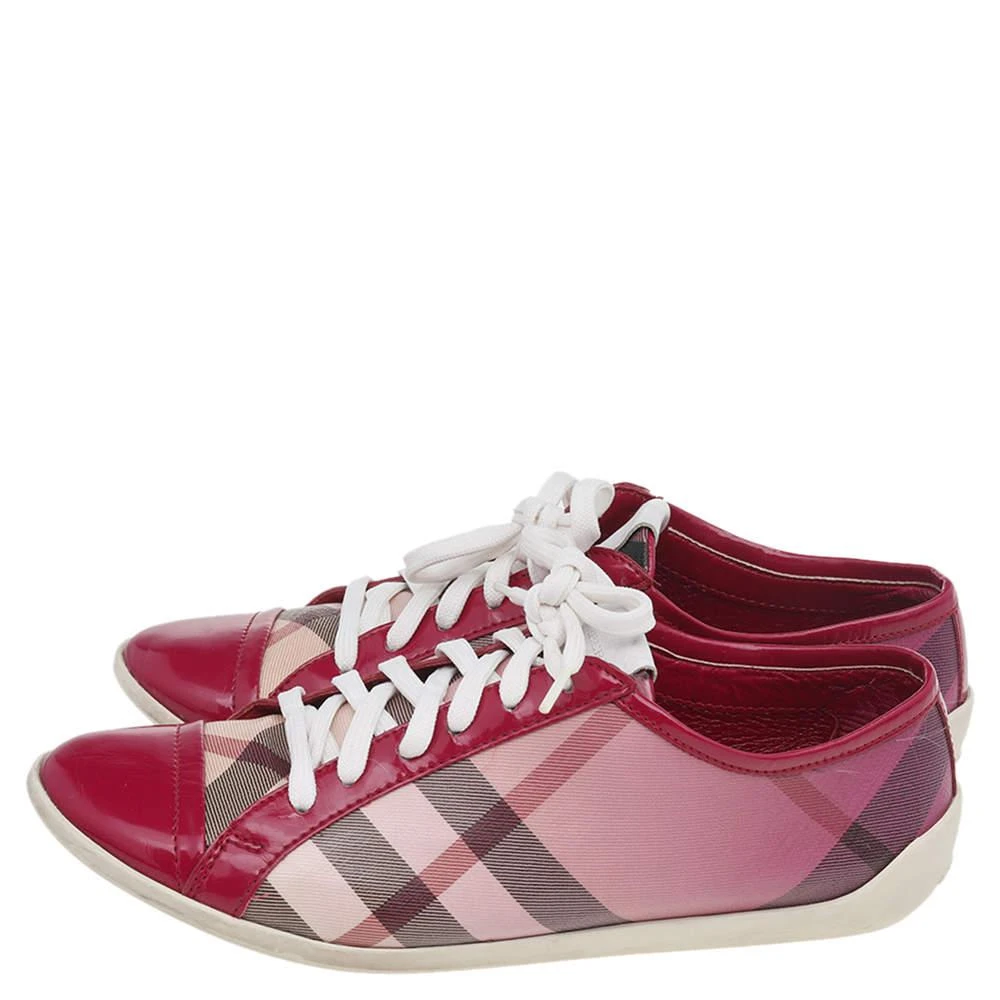 商品[二手商品] Burberry|Burberry Pink Nova Check PVC And Patent Leather Low Top Sneakers Size 37,价格¥1102,第4张图片详细描述