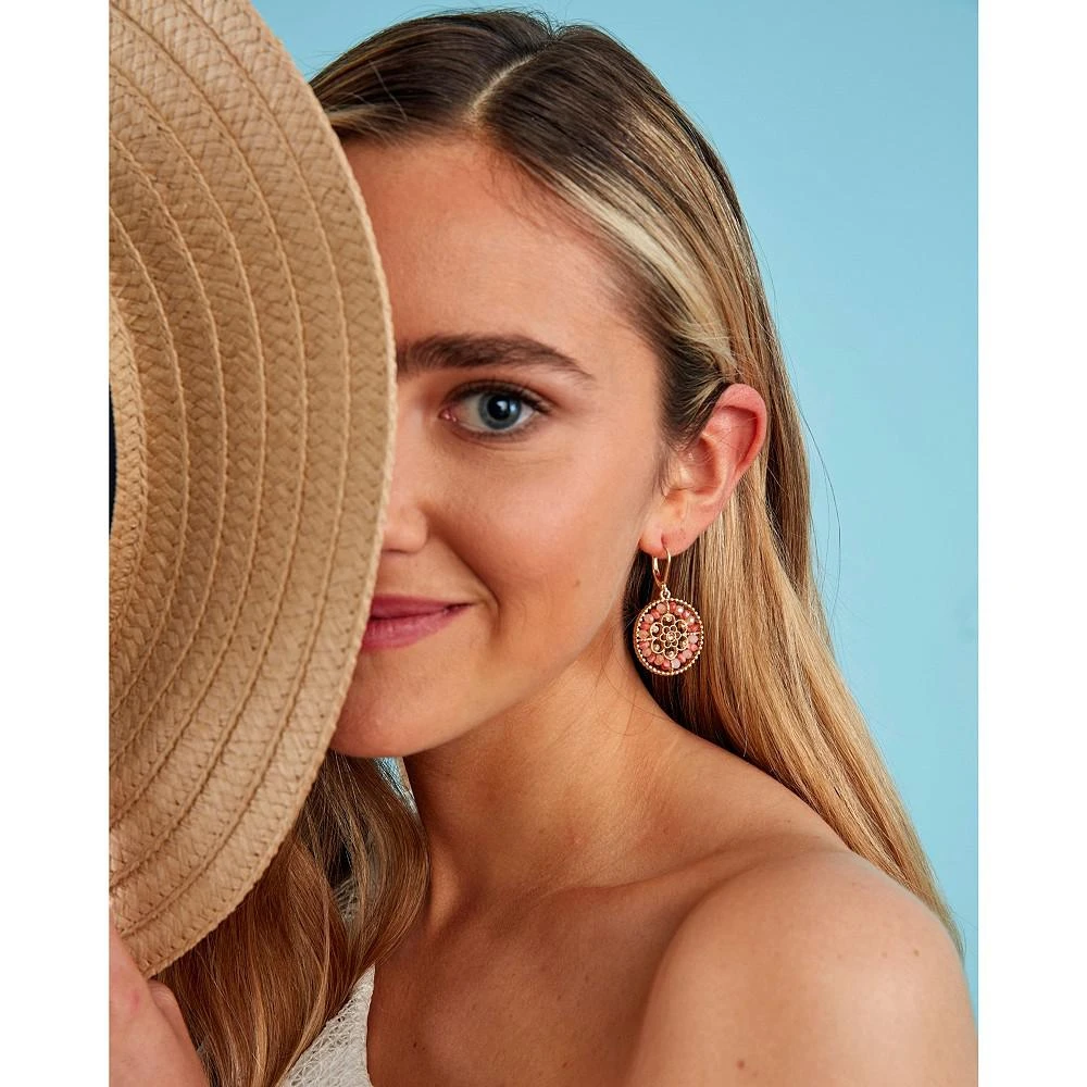 商品Lonna & Lilly|Gold-Tone Crystal & Stone Beaded Openwork Flower Drop Earrings,价格¥179,第3张图片详细描述