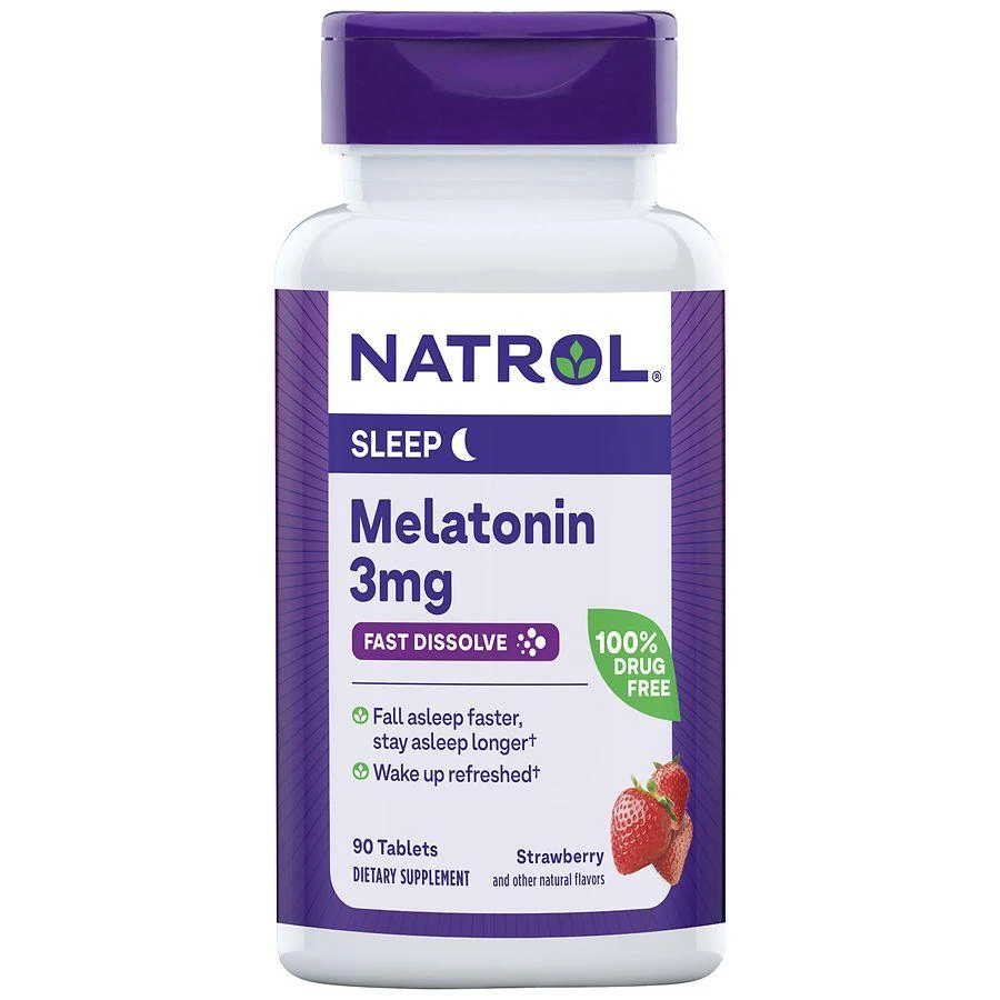 商品Natrol|褪黑素速溶片3mg 草莓味 90粒,价格¥84,第1张图片