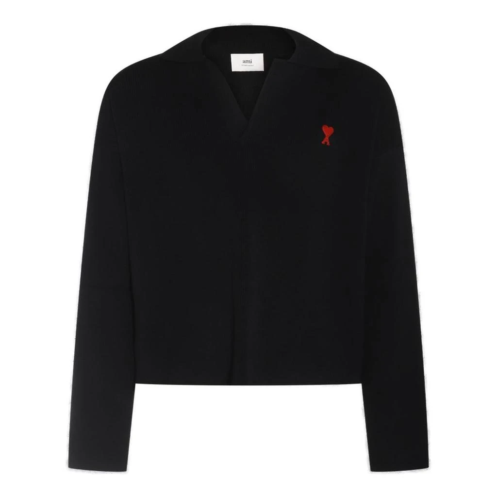 商品AMI|AMI Paris Ami de Coeur Long-Sleeved Knitted Polo Shirt,价格¥2063,第1张图片