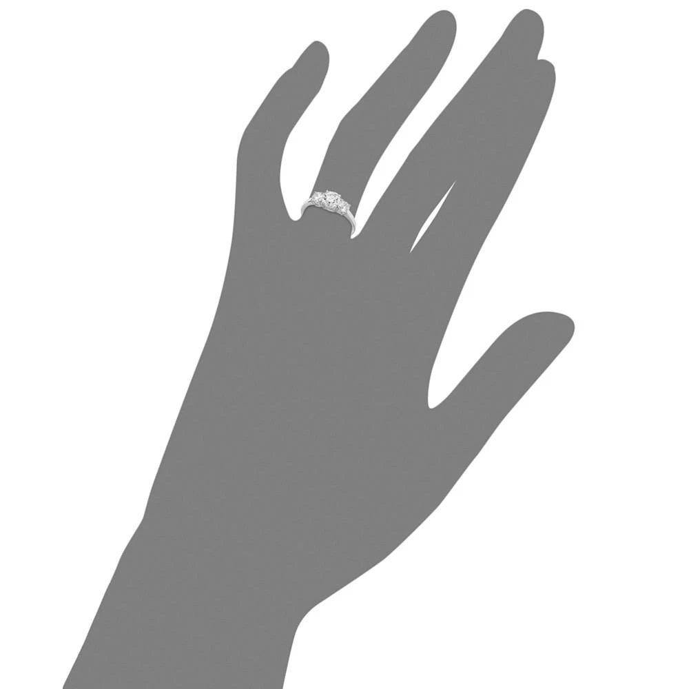 商品Arabella|14k White Gold Ring, Cubic Zirconia Small Three Stone Ring (2-3/8 ct. t.w.),价格¥4478,第4张图片详细描述
