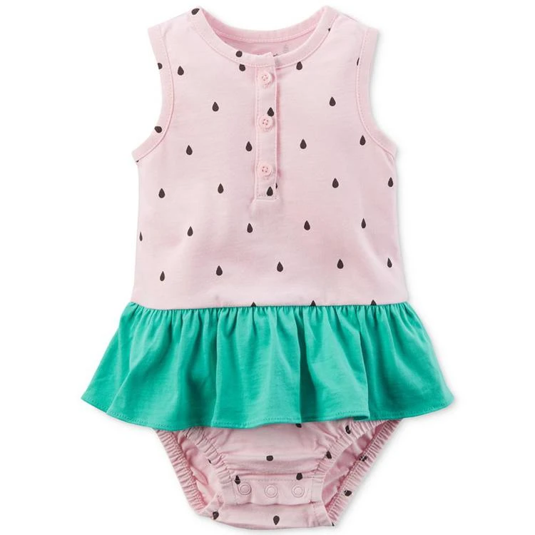 商品Carter's|Watermelon Cotton Ruffle Romper, Baby Girls,价格¥37,第1张图片