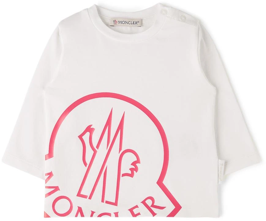 商品Moncler|Baby White & Red Logo Long Sleeve T-Shirt,价格¥1557,第1张图片