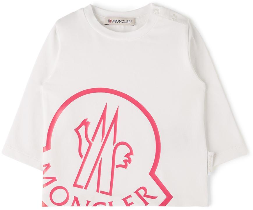 商品Moncler|Baby White & Red Logo Long Sleeve T-Shirt,价格¥1447,第1张图片