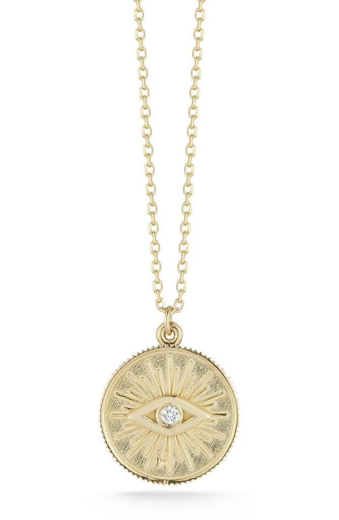 商品Ember Fine Jewelry|14K Gold Diamond Evil Eye Pendant Necklace - 0.03 ctw,价格¥3596,第1张图片