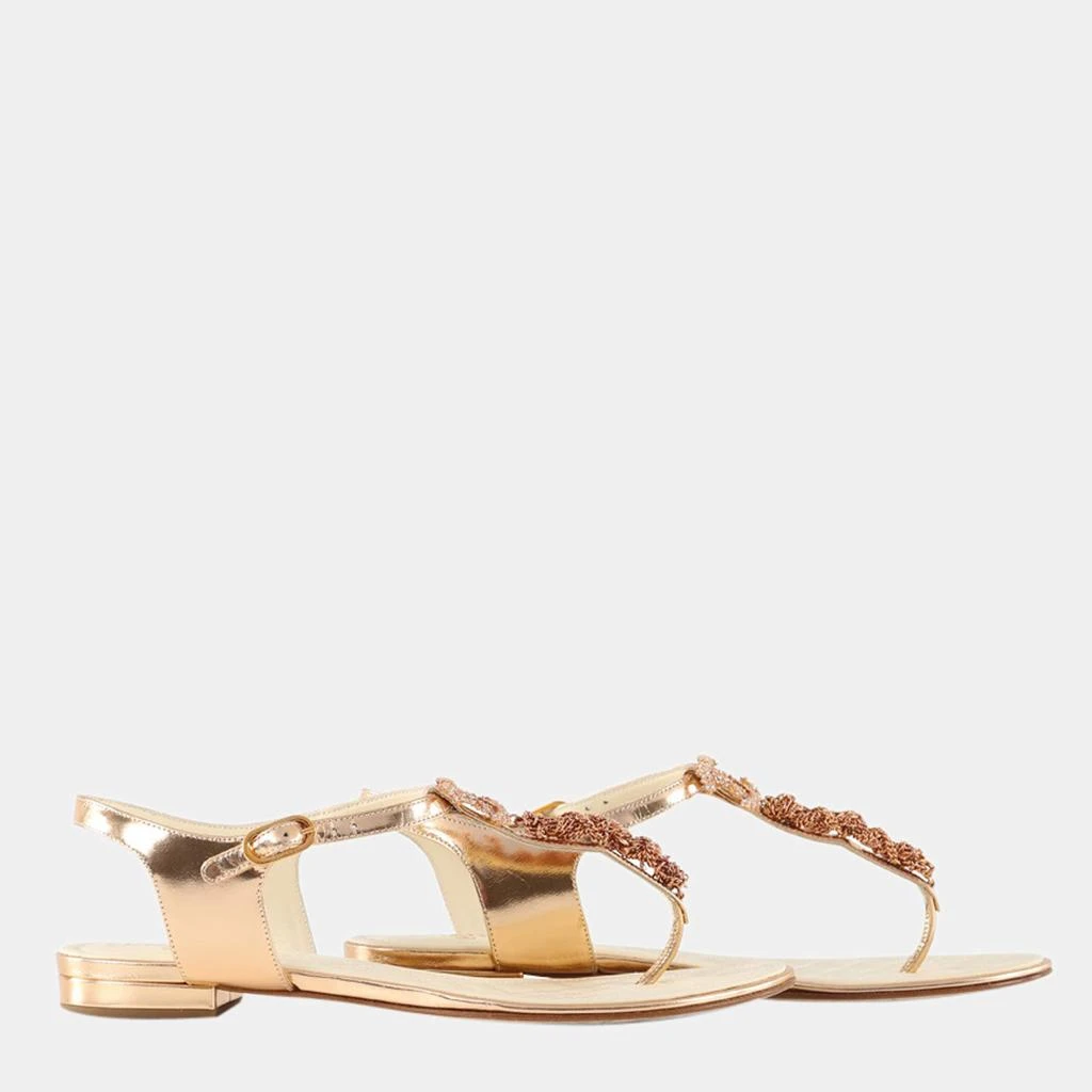 商品[二手商品] Chanel|Chanel Gold Leather Chain And Crystals CC Thong Sandals,价格¥7921,第3张图片详细描述