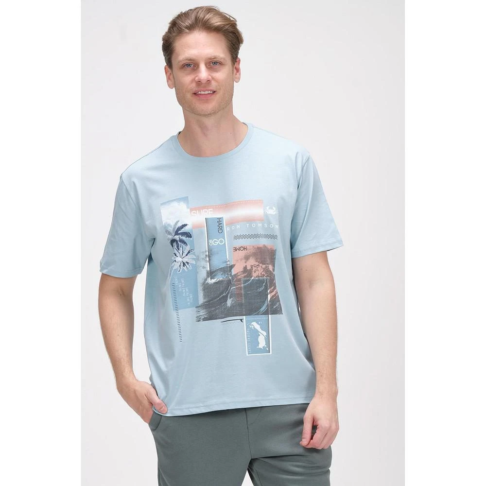 商品RON TOMSON|Men's Modern Print Fitted Palms T-shirt,价格¥445,第1张图片