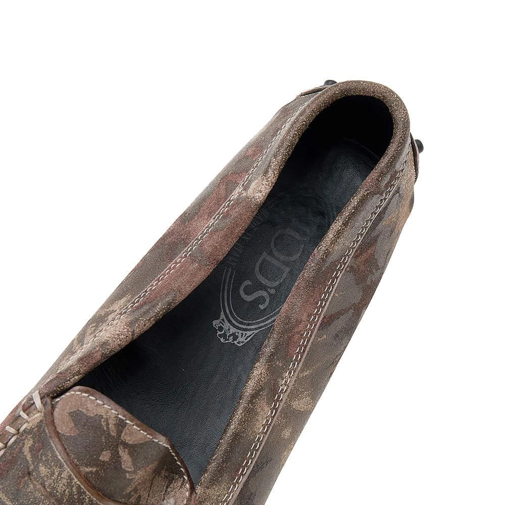 Tod's Brown Printed Suede Slip On Loafers Size 39 商品
