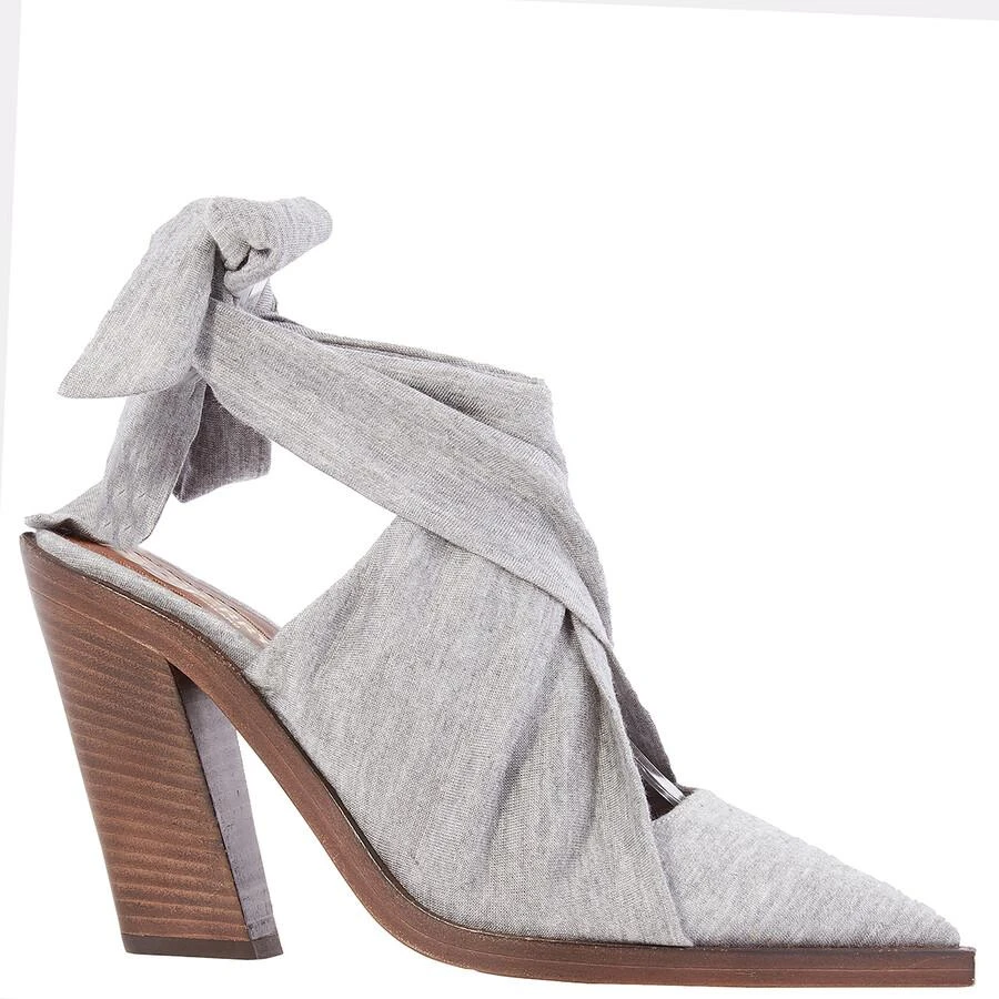 商品Burberry|Pewter Melange Tillington Scarf Tie Detail Jersey Point-toe Mules,价格¥1197,第1张图片