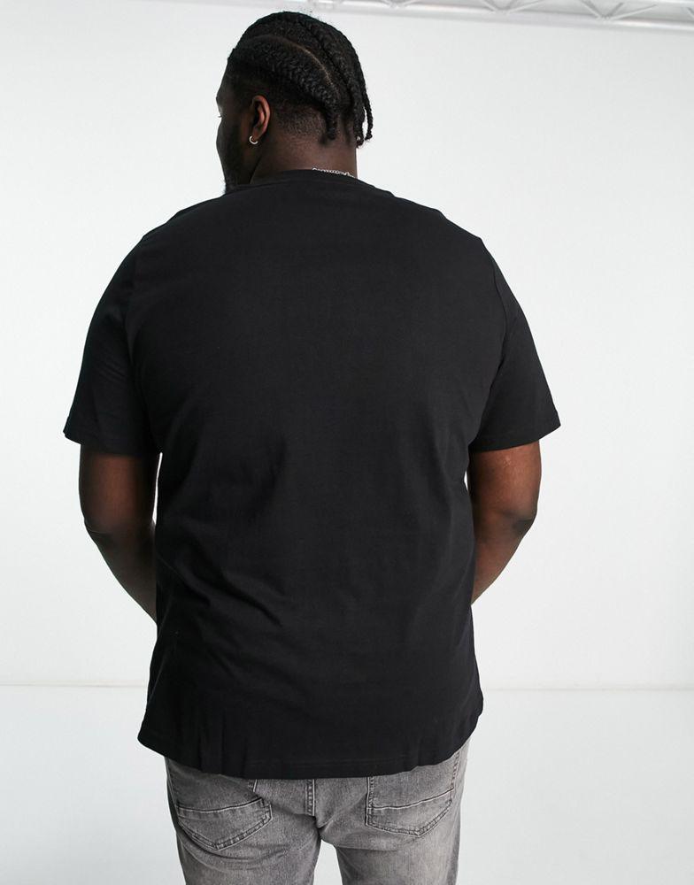 Calvin Klein Big & Tall distorted logo t-shirt in black商品第3张图片规格展示