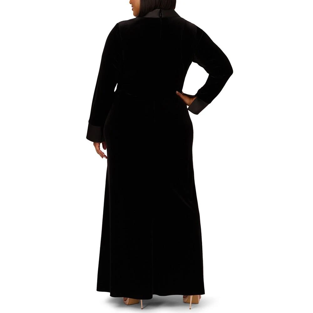 商品Adrianna Papell|Plus Size Velvet Twist-Front Tuxedo Gown,价格¥597,第2张图片详细描述