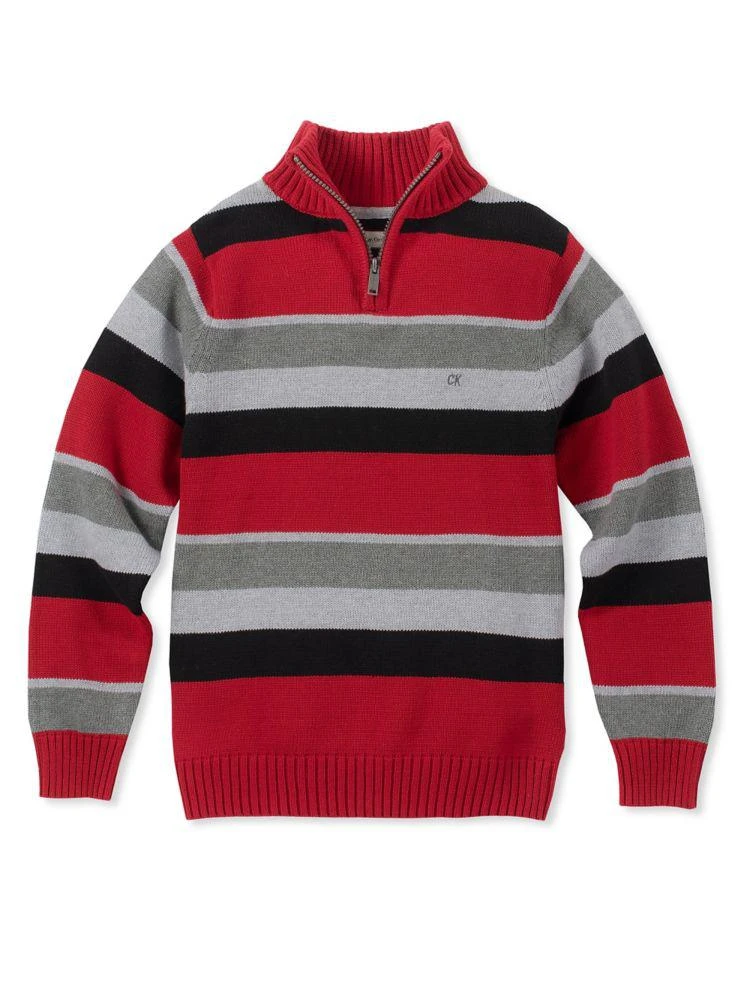 商品Calvin Klein|Boy's Sportswear Phoenix Striped Half-Zip Cotton Sweater,价格¥109,第1张图片