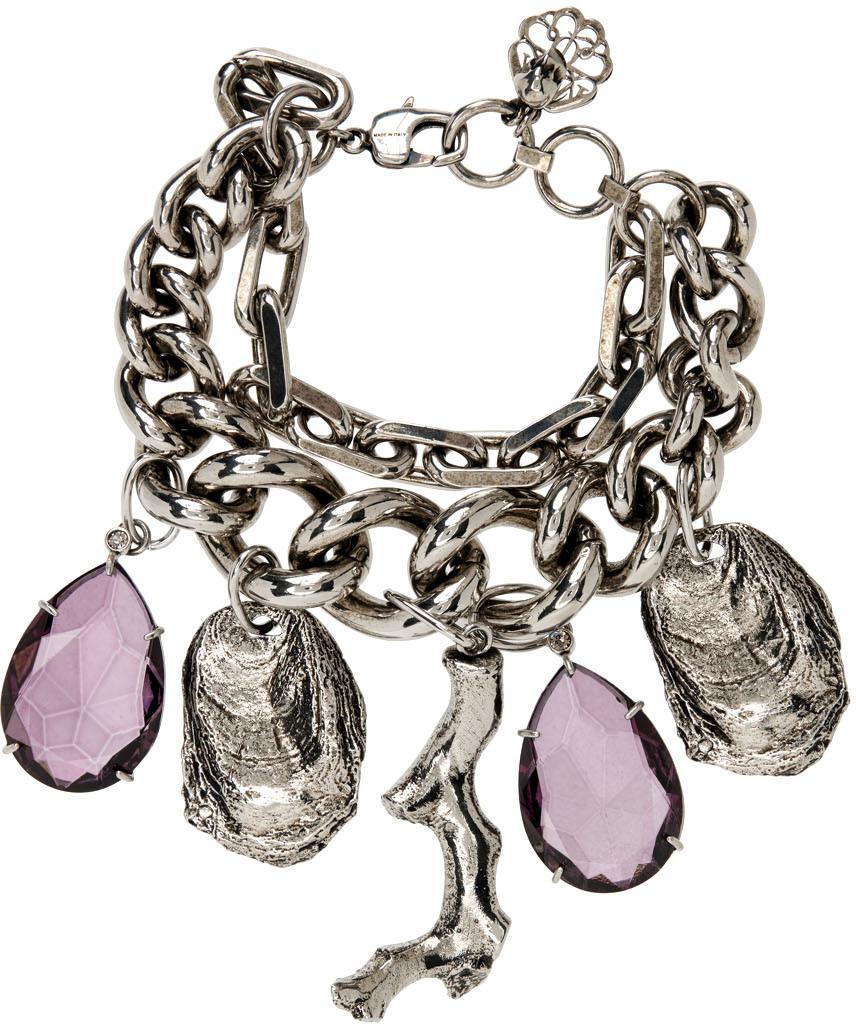 商品Alexander McQueen|Silver Coral Oyster Charm Bracelet,价格¥4284,第4张图片详细描述