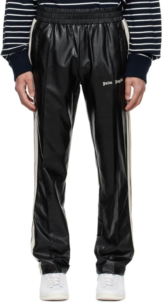 商品Palm Angels|Black Faux-Leather Lounge Pants,价格¥1846,第1张图片