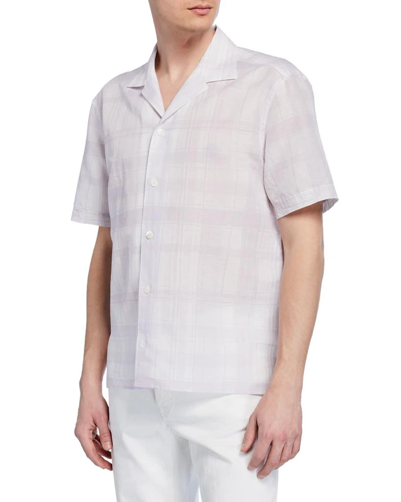 商品Zegna|Men's Plaid Short-Sleeve Sport Shirt,价格¥1829,第1张图片