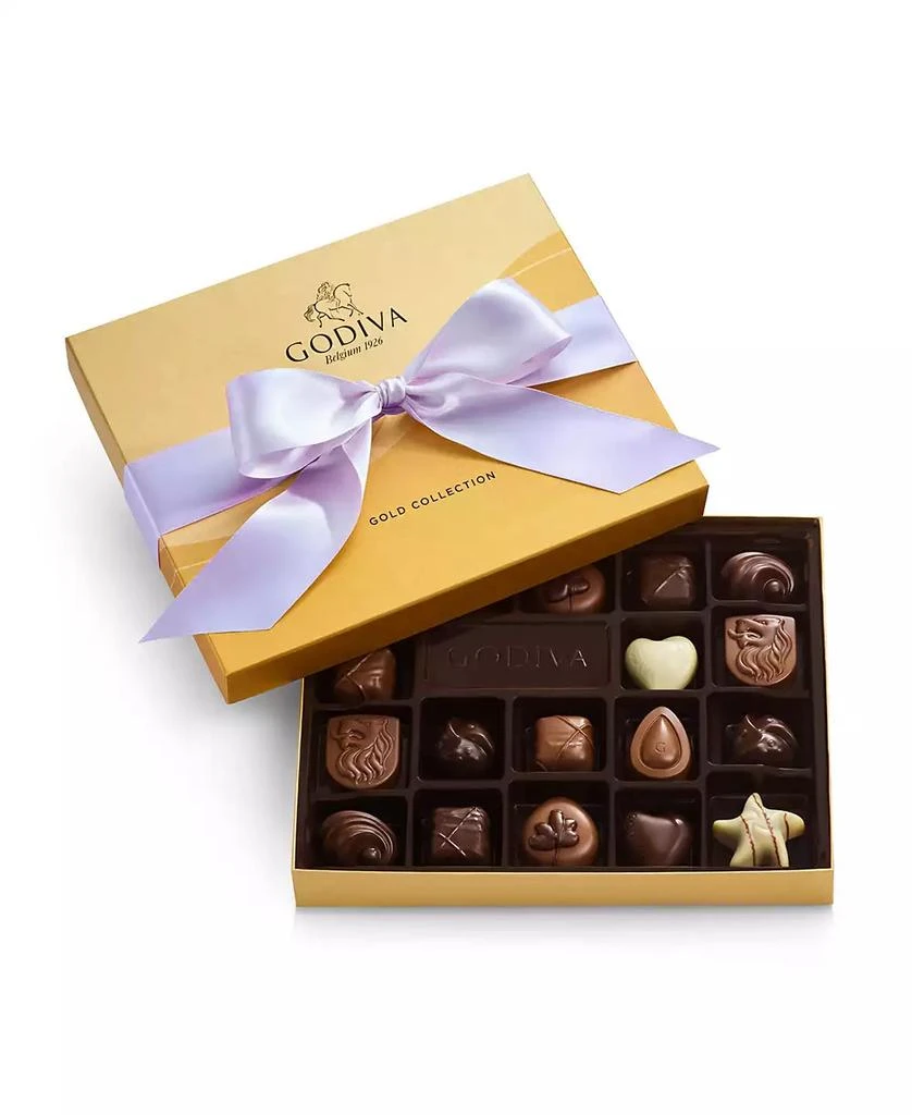 商品Godiva|Assorted Milk Chocolate Gift Box with Orchid Ribbon, 18 Pieces,价格¥239,第2张图片详细描述