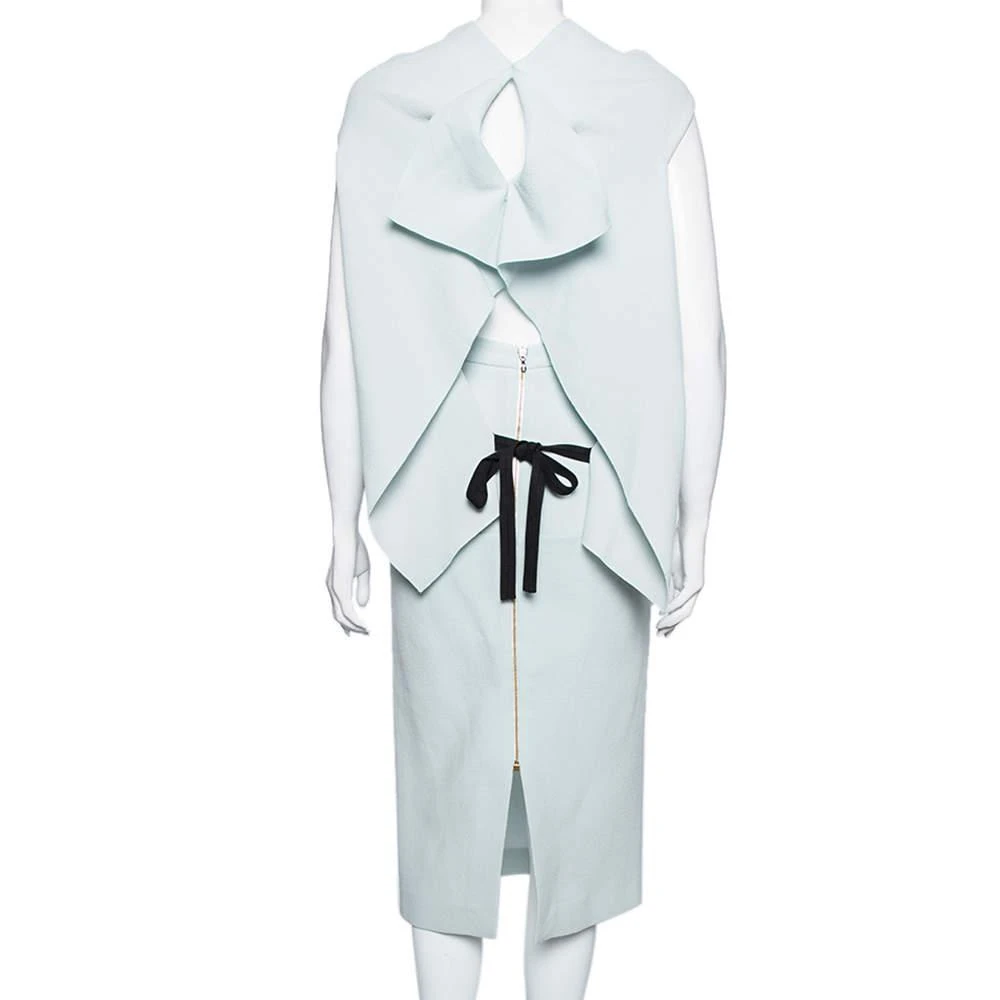 商品[二手商品] ROLAND MOURET|Roland Mouret Mint Green Wool Back Ruffle Detailed Top Skirt Suits M,价格¥2162,第3张图片详细描述