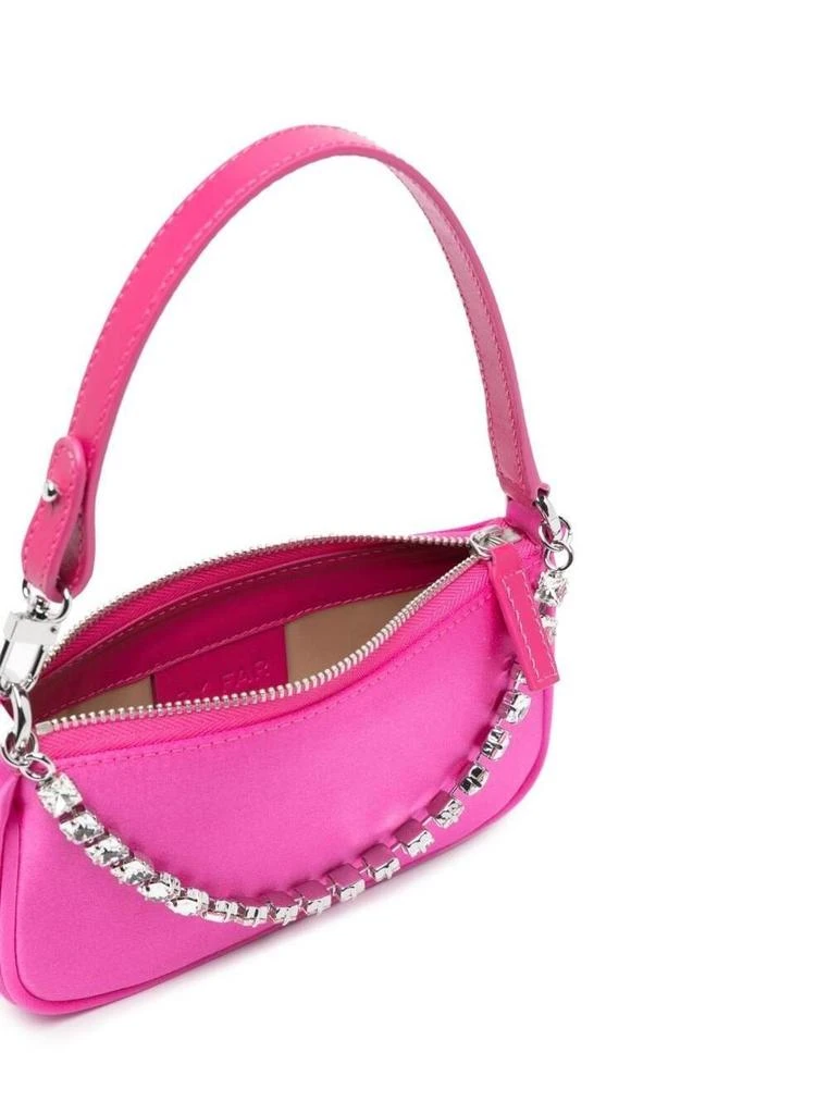 商品by FAR|BY FAR Fuchsia Pink Shoulder Bag With Crystal Embellished Chain In Silk Woman,价格¥2592,第3张图片详细描述