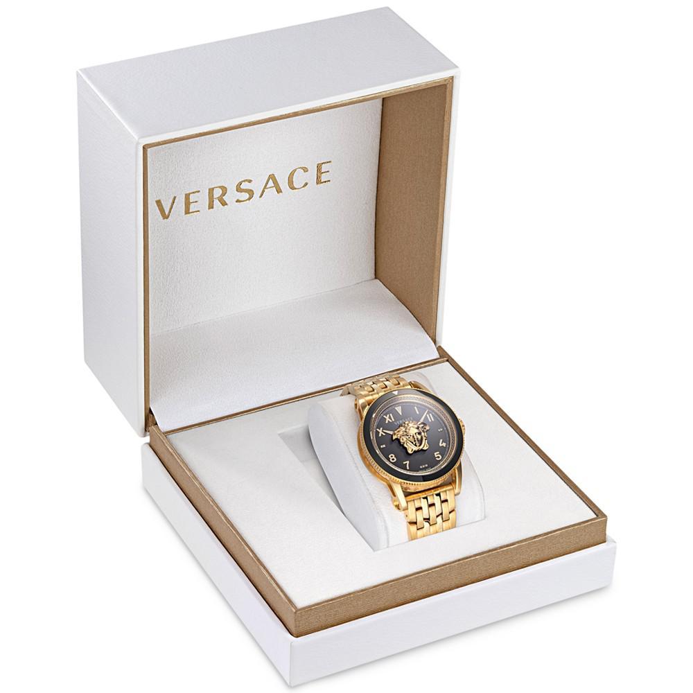 商品Versace|Men's Swiss V-Palazzo Gold Ion Plated Stainless Steel Bracelet Watch 43mm,价格¥13242,第6张图片详细描述