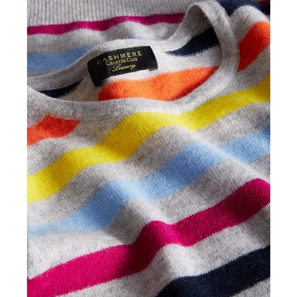 商品Charter Club|Women's 100% Cashmere Striped Crewneck Sweater, Regular & Petite, Created for Macy's,价格¥394,第4张图片详细描述