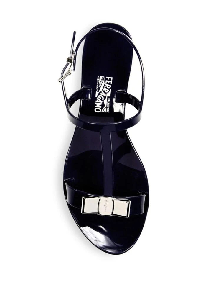 商品Salvatore Ferragamo|Favilia Metal Block Heel Jelly T-Strap Slingback Sandals,价格¥2211,第4张图片详细描述