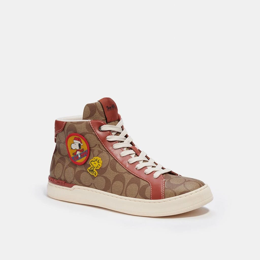 商品Coach|Coach Outlet Coach X Peanuts Clip High Top Sneaker In Signature Canvas With Patches,价格¥1120,第1张图片