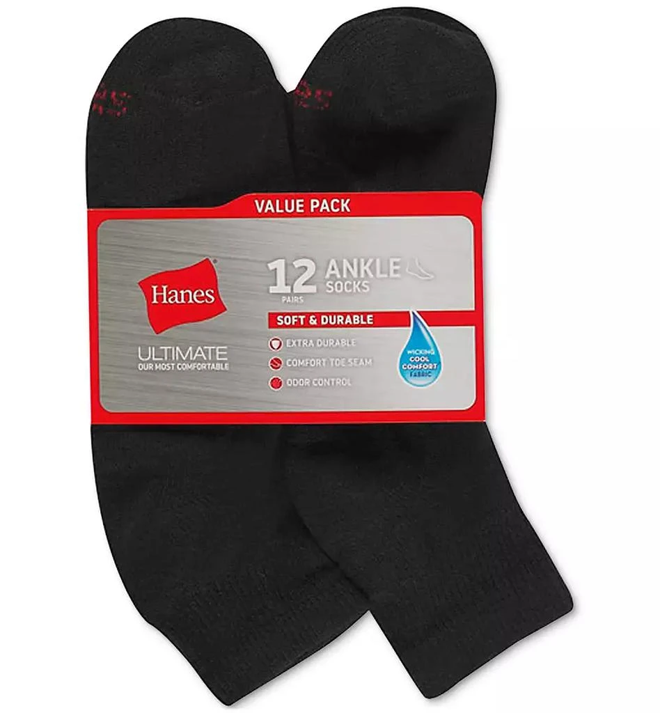 商品Hanes|Men's 12-Pk. Ultimate Ankle Socks,价格¥201,第2张图片详细描述