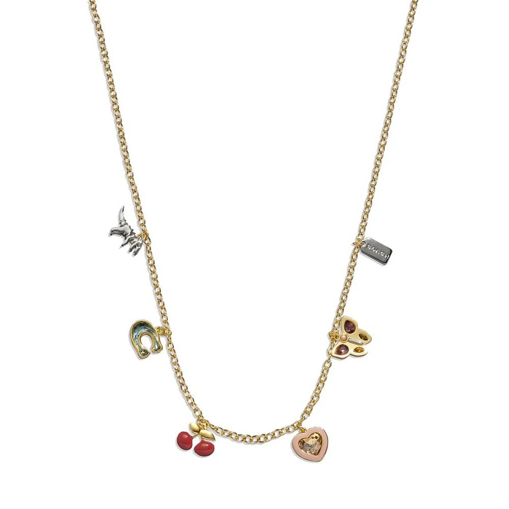 商品Coach|Faux Stone and Imitation Pearl Signature Charm Necklace,价格¥760,第1张图片