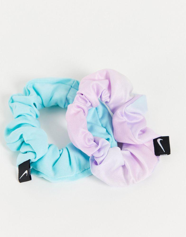 Nike 2 pack of scrunchies in tie dye and blue商品第3张图片规格展示