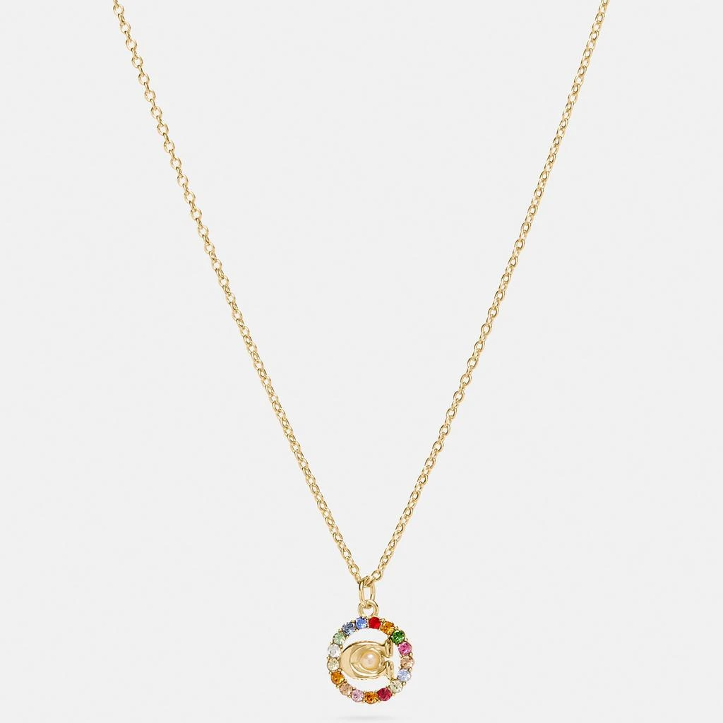 商品Coach|Coach Women's C Multi Crystal Necklace - Gold/Multicolour,价格¥615,第1张图片
